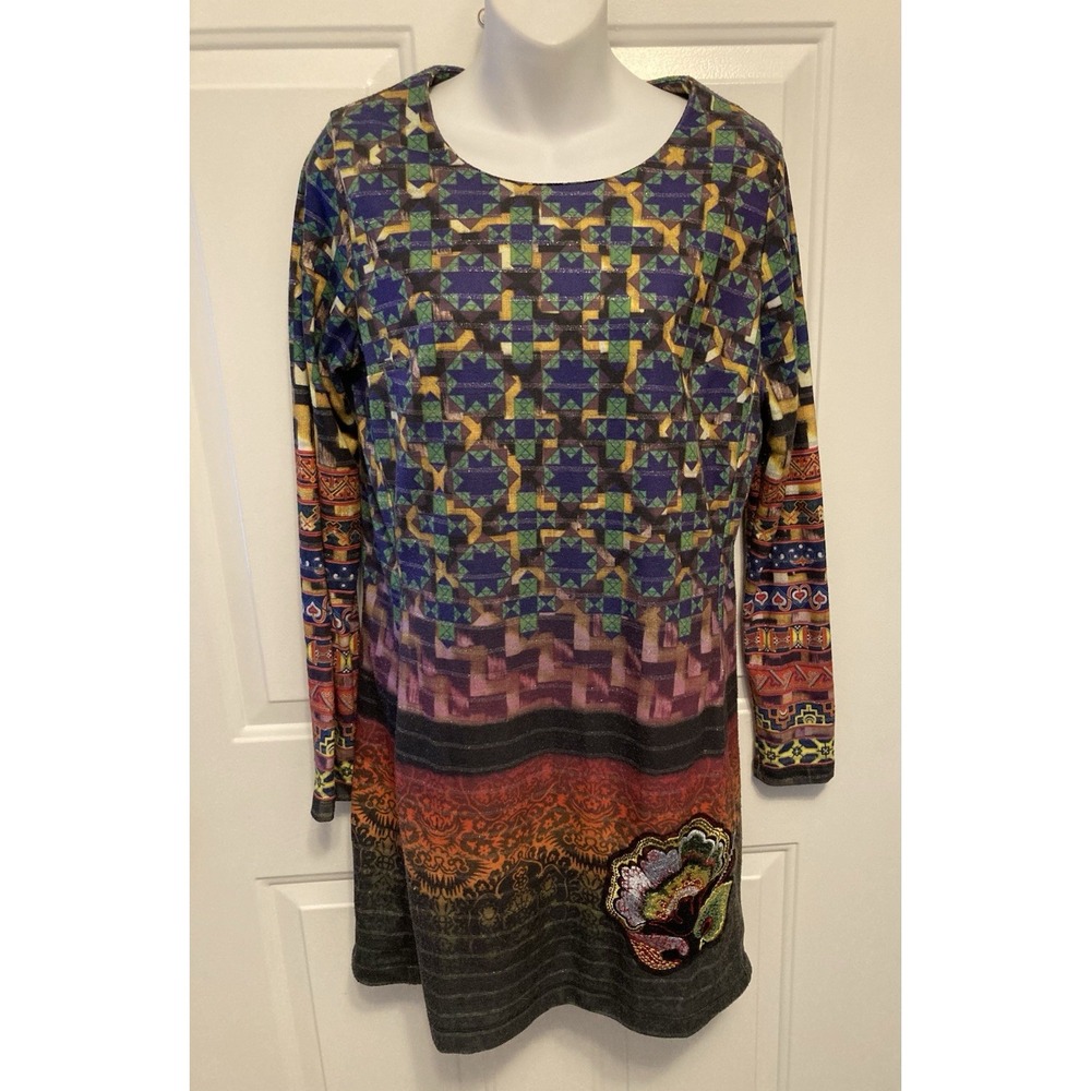 Desigual Dress Women's Multicolor Size XL‎ Embroidered Art To Wear Print